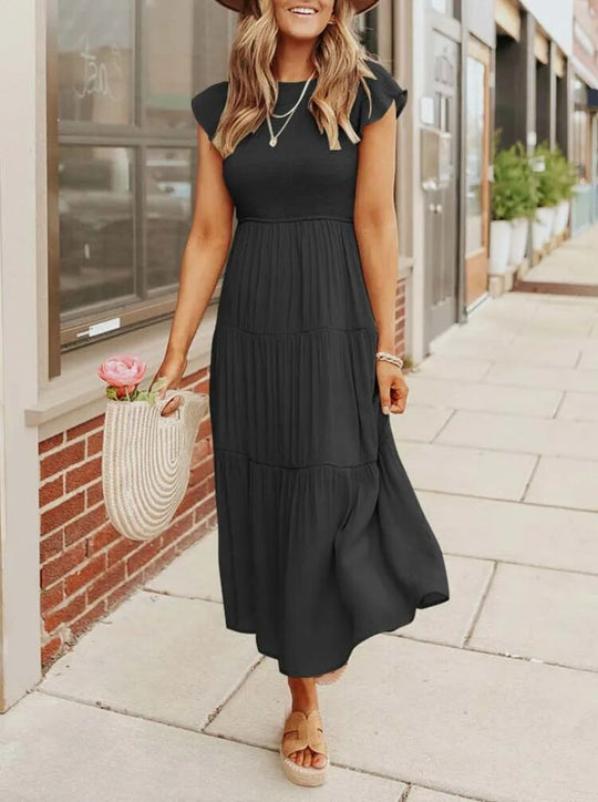 Fließendes Böhmisch Kleid für Damen | Midi