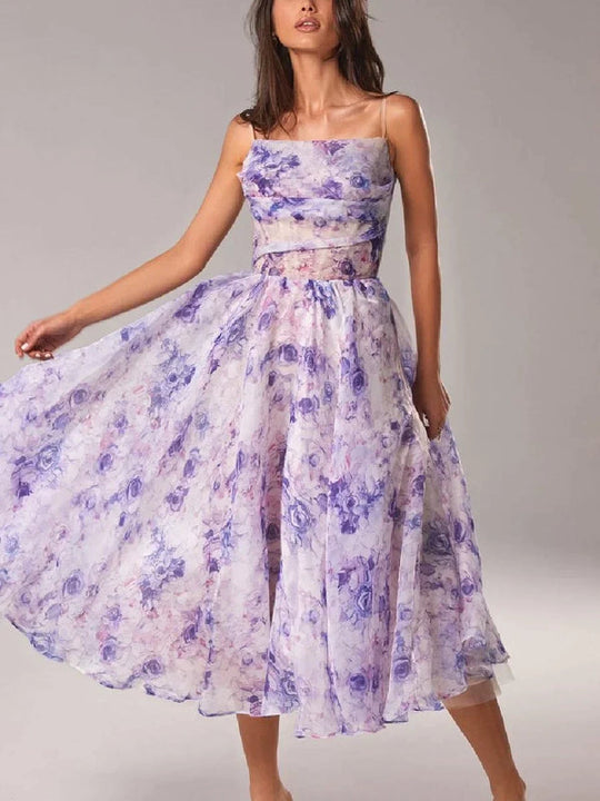 Damen Kleid mit floralen Spitzeneinsätzen | Midi