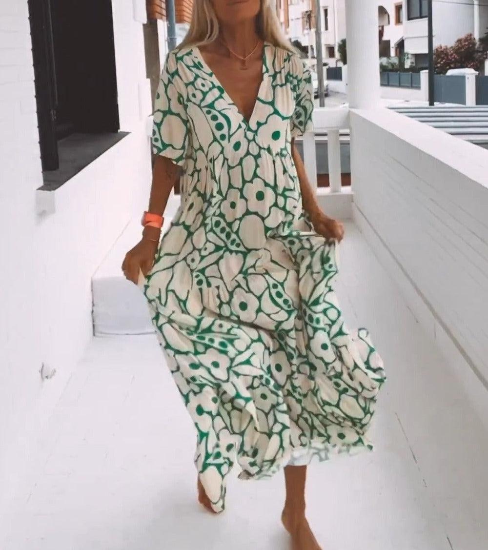 Damen Kleid mit kurzen Ärmeln | Midi