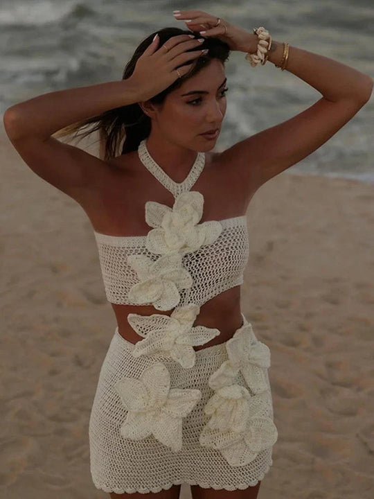 Geblümtes Häkel-Minikleid | Körperbetont