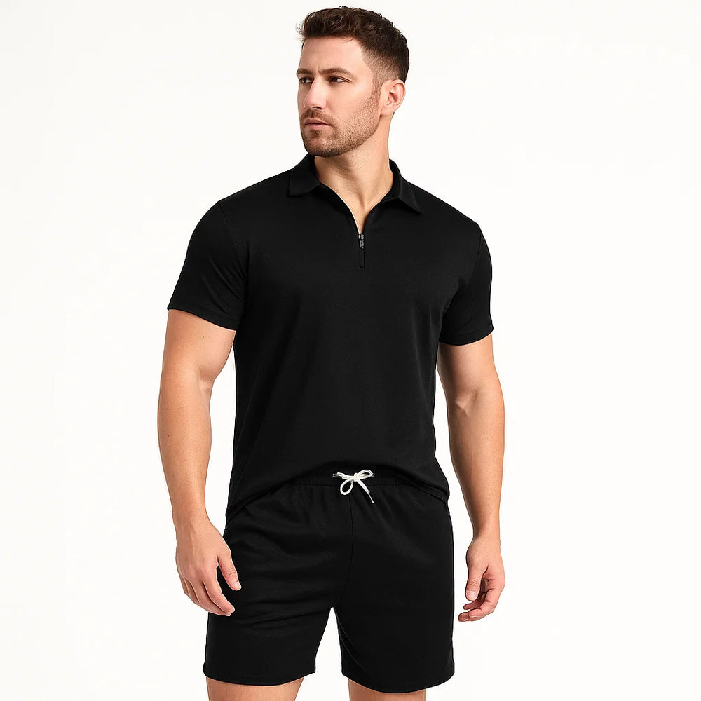 Lässiges Poloshirt und Kurze Hosen Set für Herren | Zweiteilig