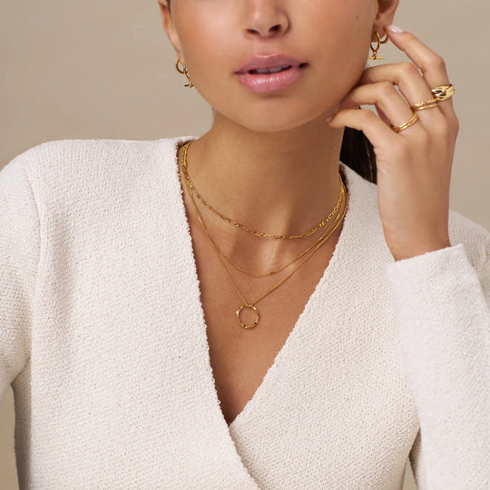 Kreis dreireihige Halskette | Gold 18k