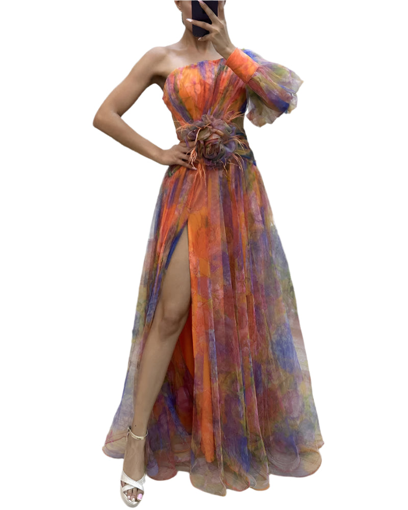 Festliches Aus-Schulter Damen-Kleid | Maxi
