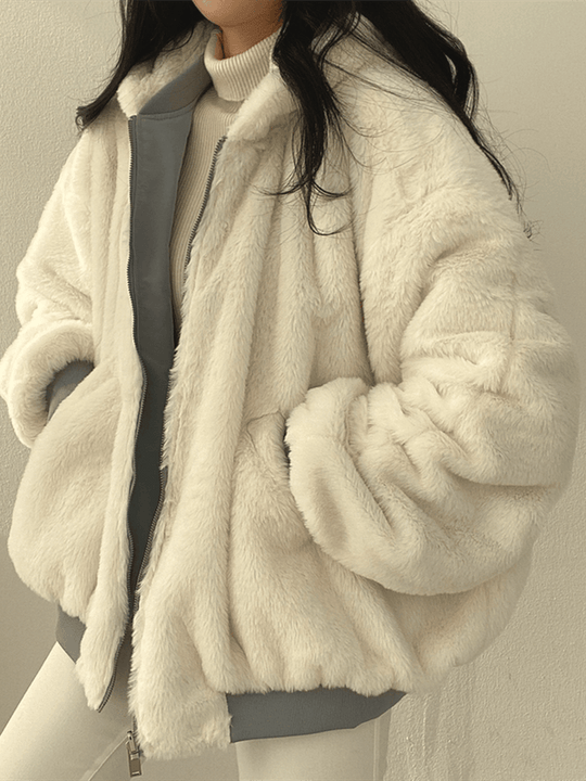 Damen-Wendejacke in Übergröße | Warme doppelseitige Streetwear