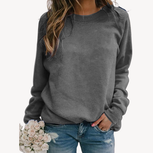 Damen Freizeit Sweatshirt | Langarm Pullover einfarbig