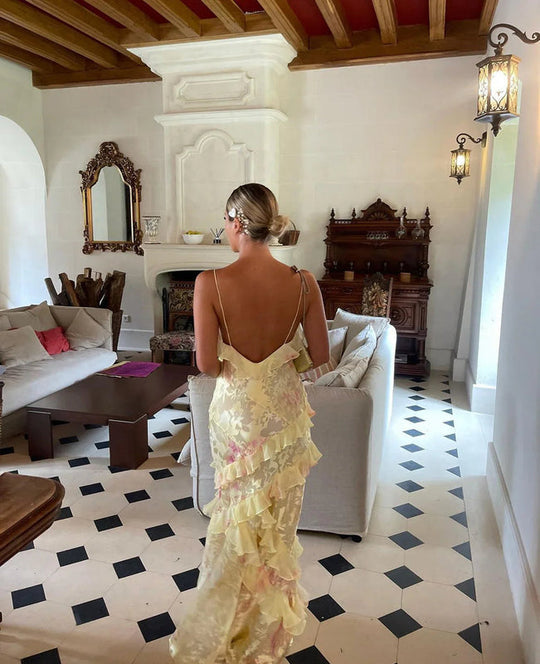 Elegantes Rüschenkleid für Damen | Maxi