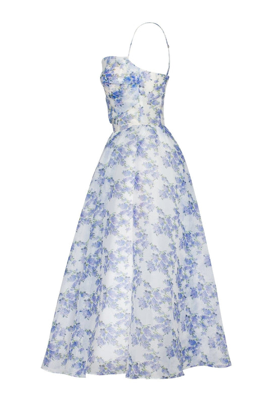 Damen Spaghetti-Träger Midikleid | Blumen
