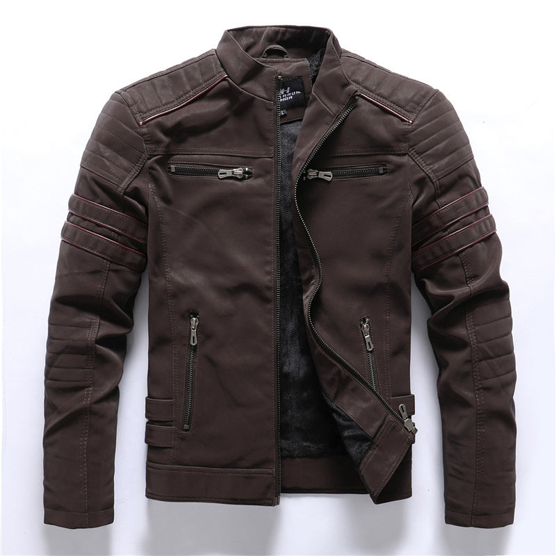 Bikerjacke für Herren | Klassischer Motorradstil mit Reißverschlusstaschen