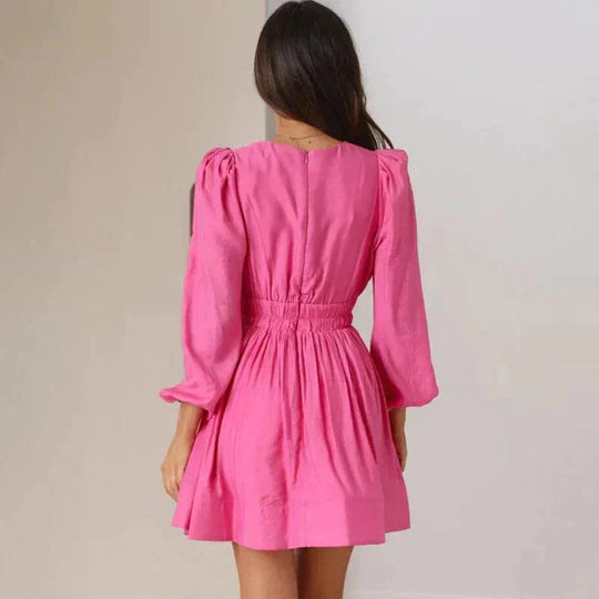 Damen Kleid mit V-Ausschnitt in A-Linie | Mini
