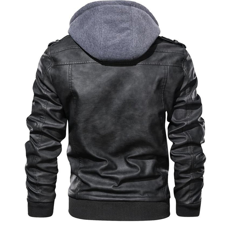 Herrenjacke aus Kunstleder mit Kapuze