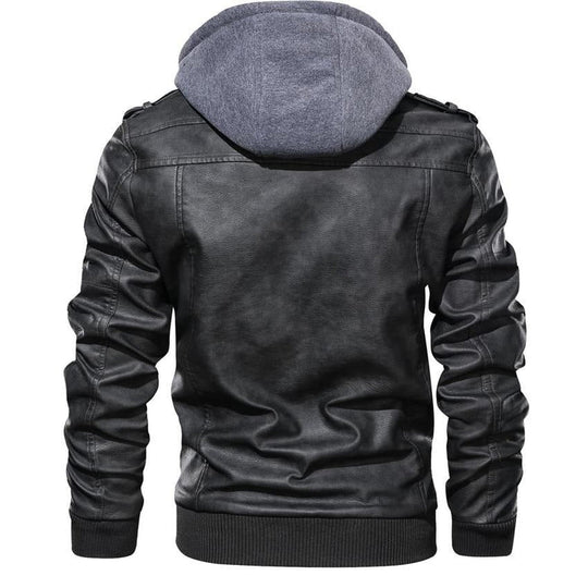 Herrenjacke aus Kunstleder mit Kapuze