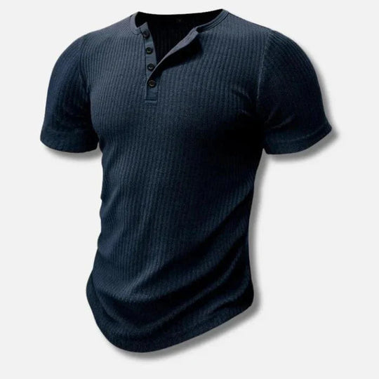 Muskelfit Henley-Hemd für Herren | Gerippt