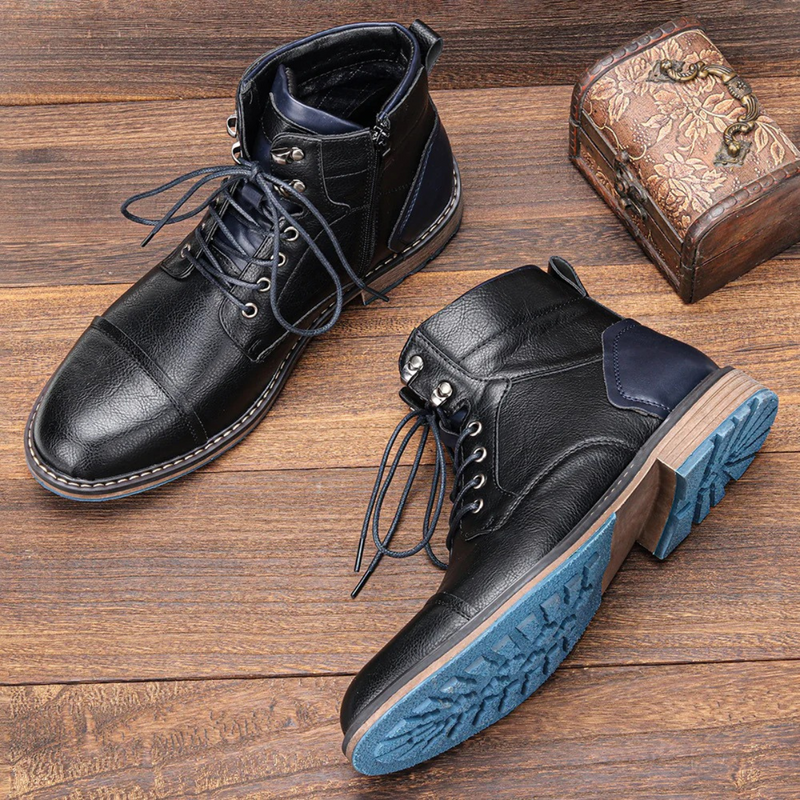 Vintage-Stiefel für Herren | Geschnürte Schuhe