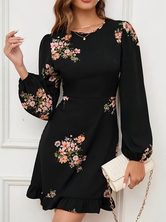 Florales Kleid mit Puffärmeln für Damen | Mini