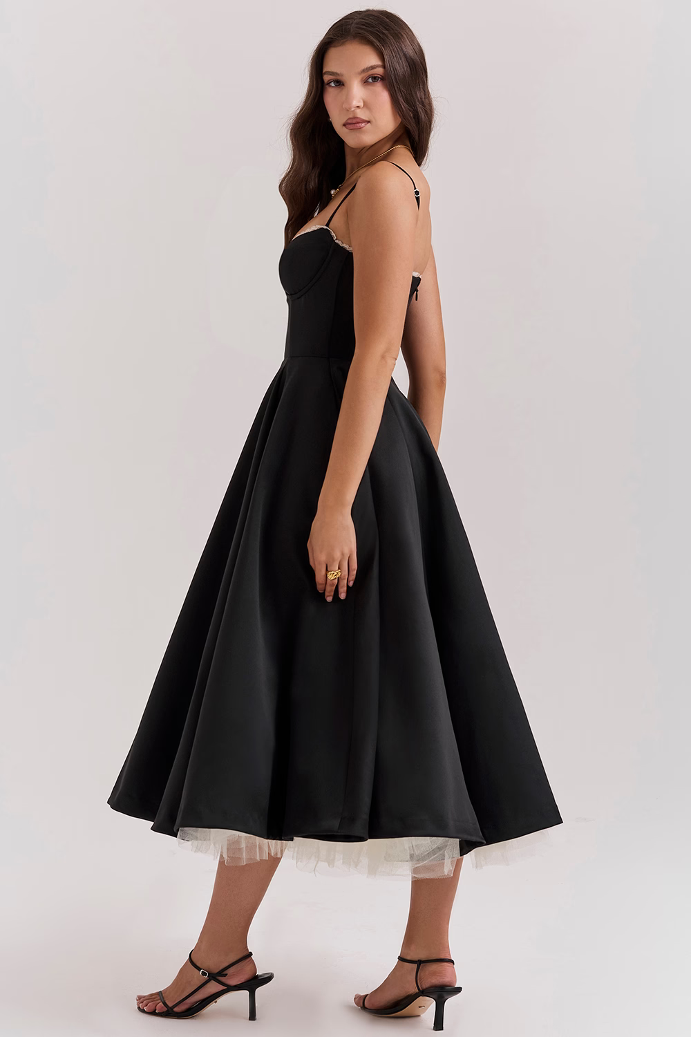 Damen Partykleid | Midi mit Tüllunterlage