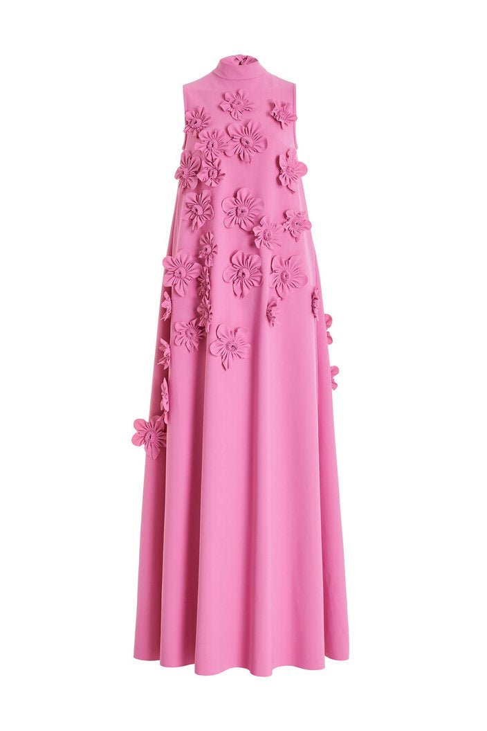 Damen-Blumenkleid | Maxi mit hohem Ausschnitt