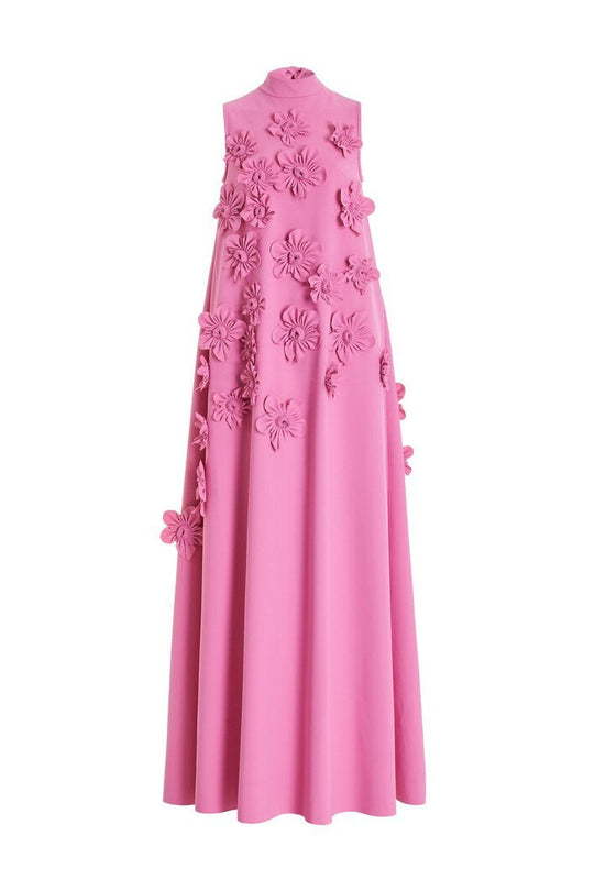 Damen-Blumenkleid | Maxi mit hohem Ausschnitt