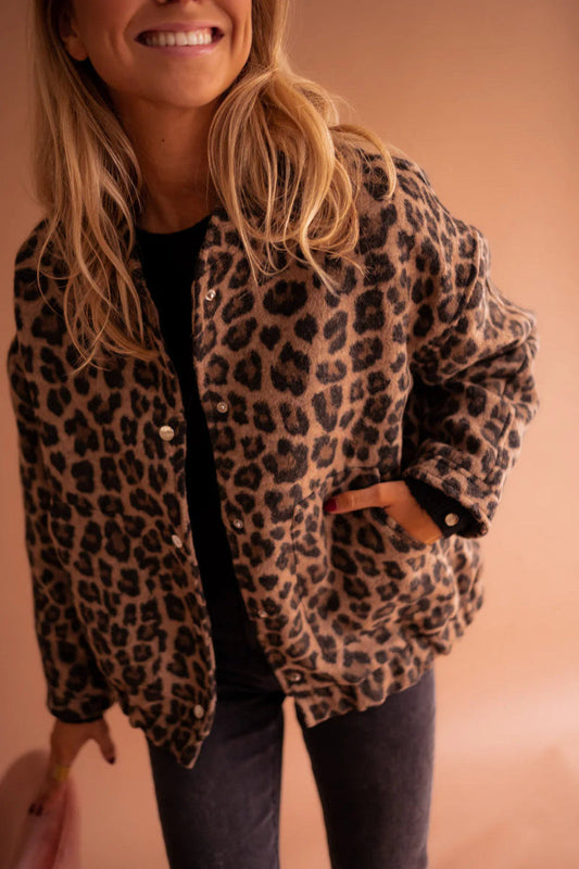 Button-Up Oberbekleidung für Damen | Jacke mit Leopardenmuster