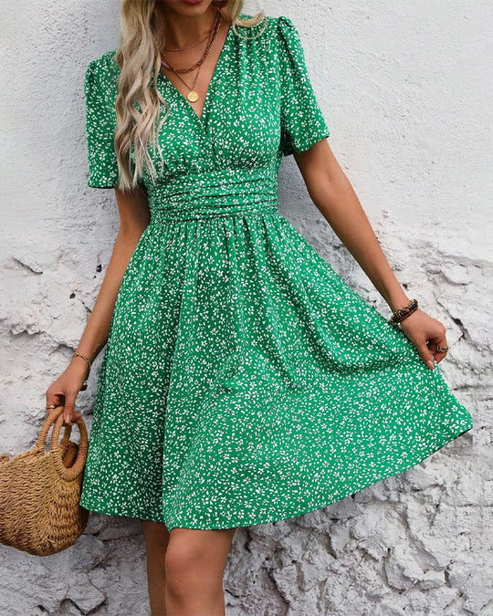 Damen Sommer V-Ausschnitt Kleid | Midi