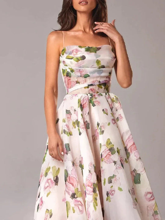 Damen Kleid mit floralen Spitzeneinsätzen | Midi