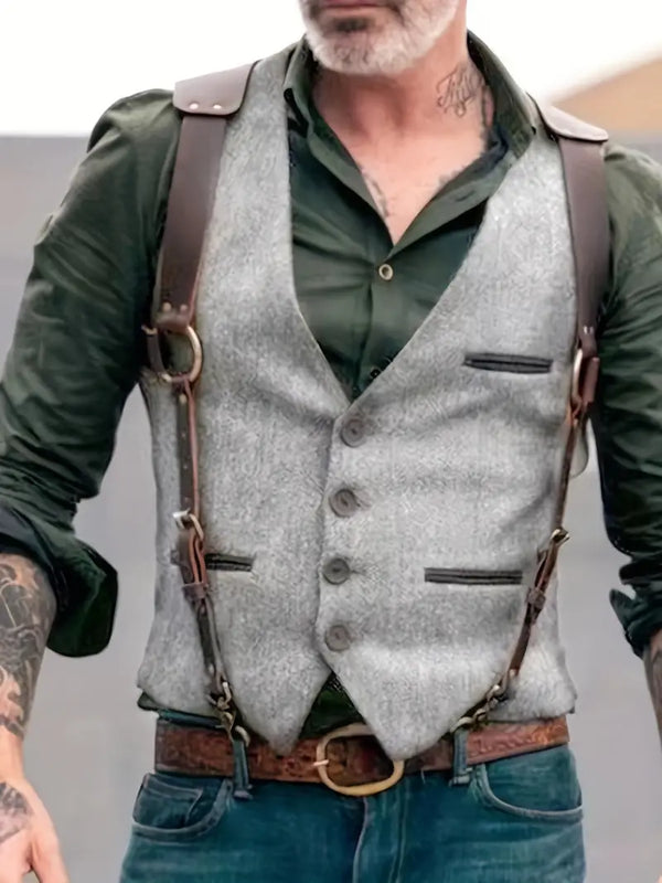 V-Ausschnitt Weste im Vintage-Stil für Herren | Weste mit Knöpfen