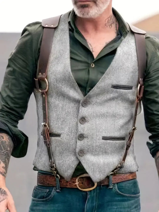V-Ausschnitt Weste im Vintage-Stil für Herren | Weste mit Knöpfen
