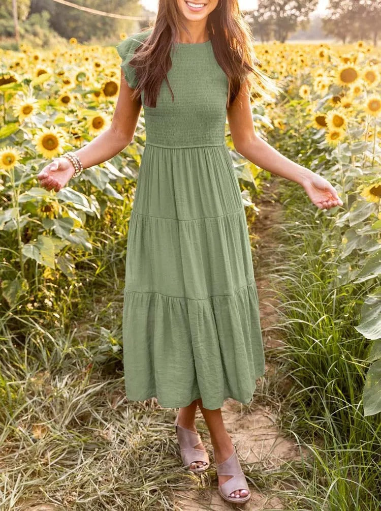 Fließendes Böhmisch Kleid für Damen | Midi