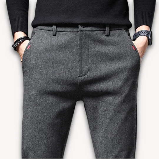 Herren Wollmix Hose mit Schmaler Passform | Freizeit- und Businesshose