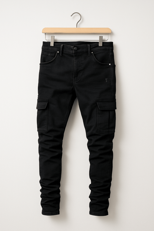 Herren Cargo Jeans | Smal passform Stretch Denim Hose mit Taschen