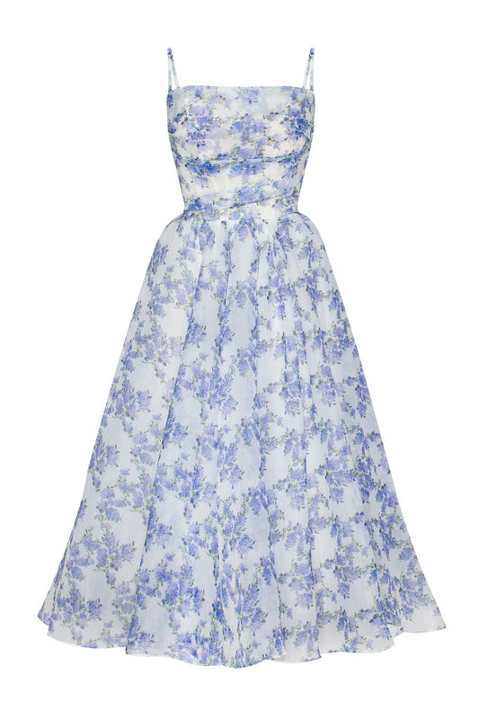 Damen Spaghetti-Träger Midikleid | Blumen