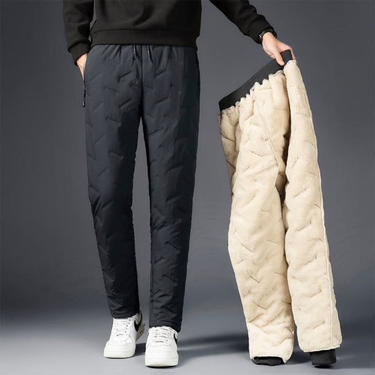 Fleece Gefütterte Gesteppte Jogger Hose für Herren | Kordelzug Taille