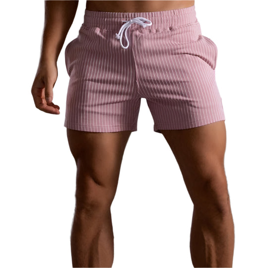 Gestreifte sportliche Herren-Lauf Kurze Hosen | Seitentaschen