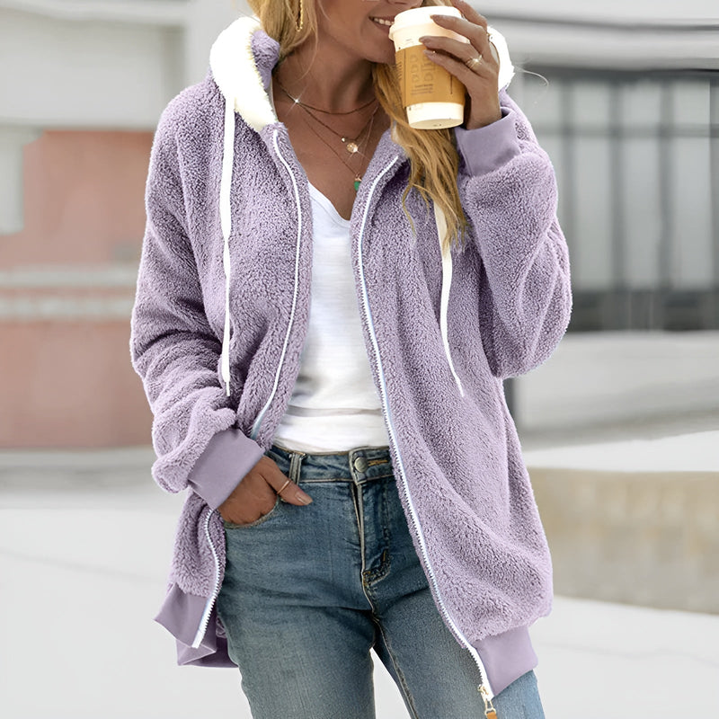 Übergroßer Sherpa-Kapuzenpullover für Damen | Kuscheliges Fleece-Zip-Up mit Kapuze