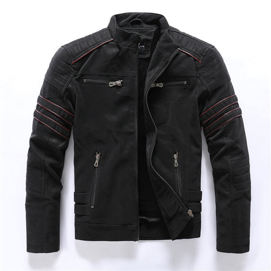 Bikerjacke für Herren | Klassischer Motorradstil mit Reißverschlusstaschen