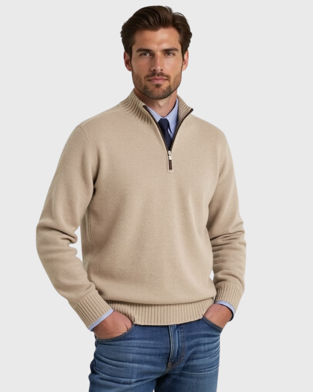 Pullover mit halbem Reißverschluss für Herren | Moderner Reißverschluss-Akzent