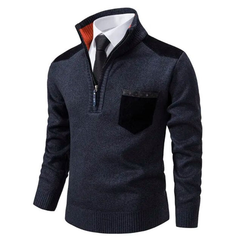 Rollkragenpullover für Herren | Pulli mit Reißverschluss und Patches
