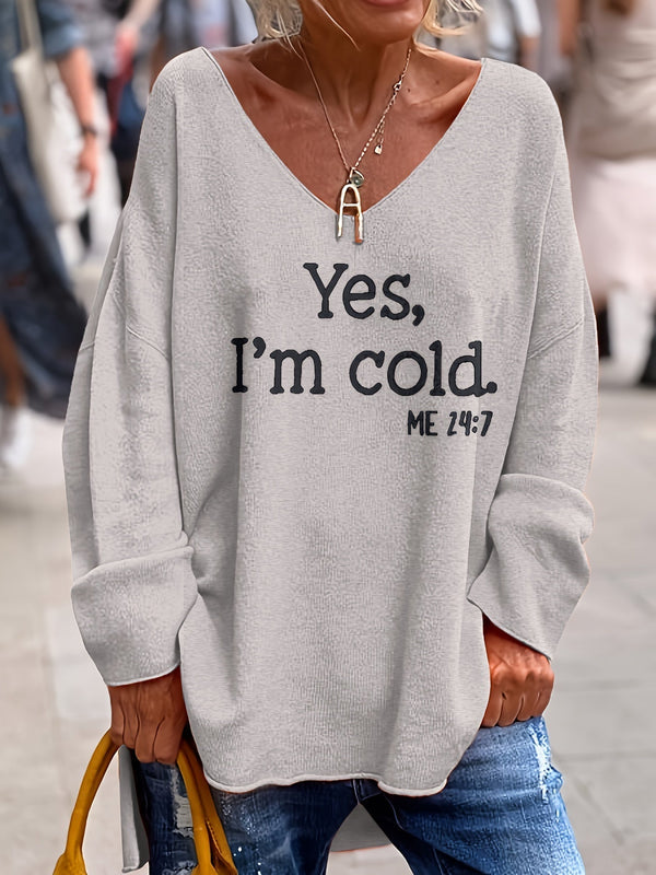 Übergröße Strickpullover für Damen | V-Ausschnitt Pullover