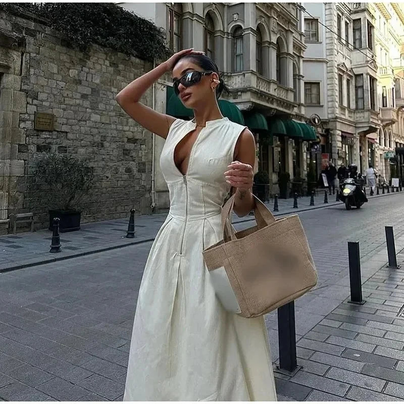 Damen-Kleid mit Reißverschluss | Maxi