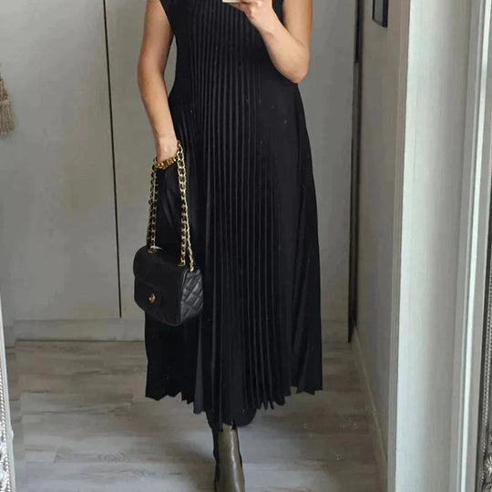 Fließendes Plisseekleid für Damen | Midi