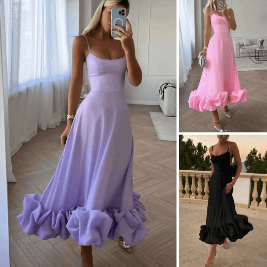 Gekräuselt Damenkleid | Maxi