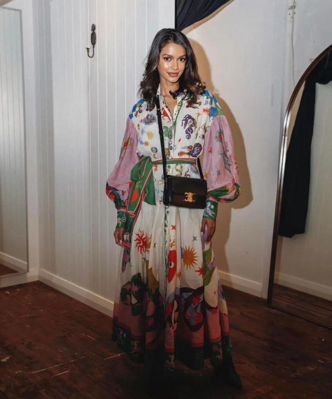 Boho-inspiriertes bedrucktes Kleid für Damen | Maxi