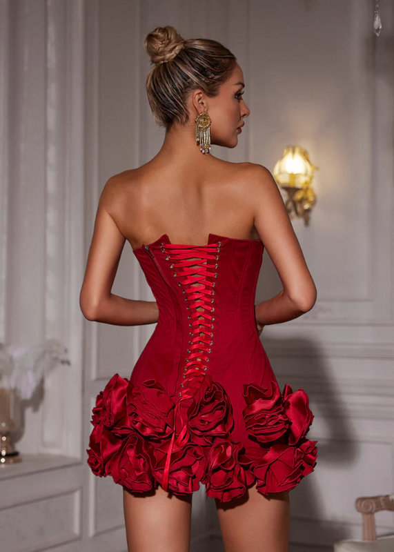 Damen Gerafft Korsett Partykleid | Mini