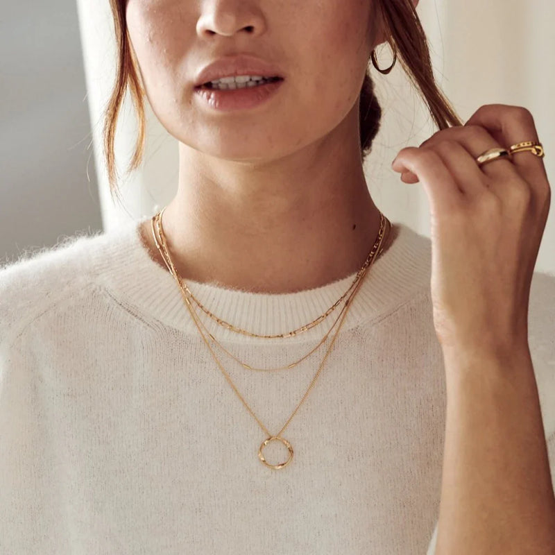 Kreis dreireihige Halskette | Gold 18k