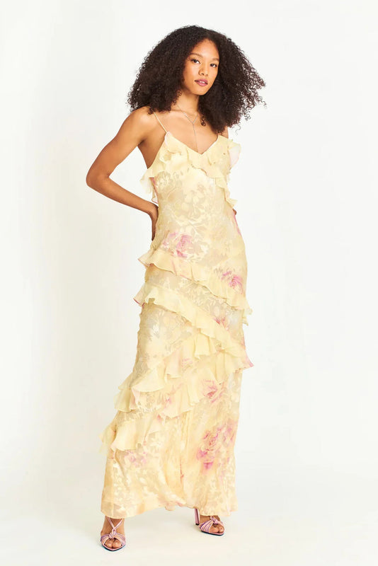 Elegantes Rüschenkleid für Damen | Maxi