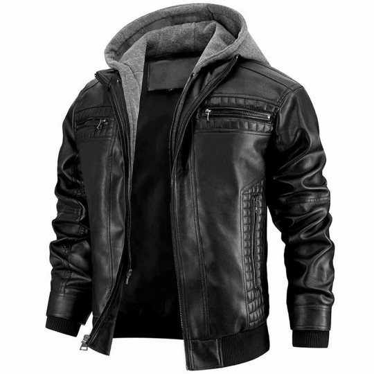 Retro-Motorradjacke für Herren | mit Kapuze