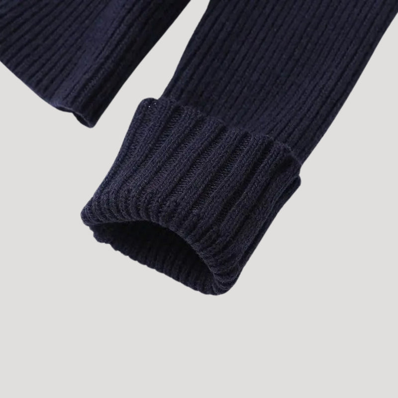 Geknöpfte Strickjacke für Damen | Denim-Stehkragen