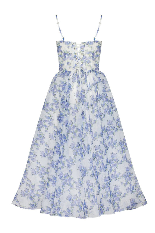 Damen Spaghetti-Träger Midikleid | Blumen