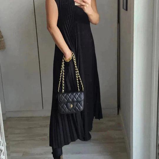 Fließendes Plisseekleid für Damen | Midi