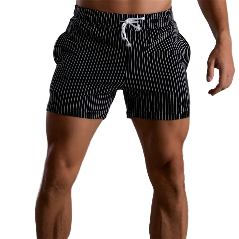 Gestreifte sportliche Herren-Lauf Kurze Hosen | Seitentaschen