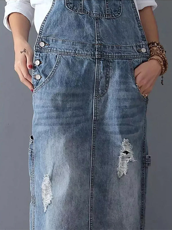 Denim-Kleid für Damen | Midi mit verstellbaren Trägern